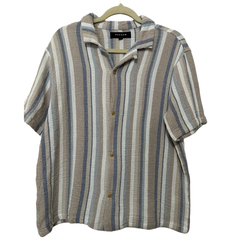 Pacsun Cotton Blend Collared Button Down Short Sleeve Shirt